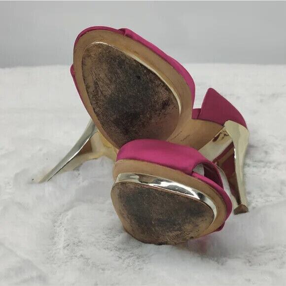 BCBG MaxAzria Hot Pink Satin peep toe pumps sz 5.5 - Picture 9 of 11